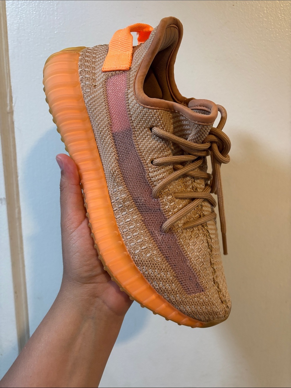 adidas Men's Knit Sneaker in Tan and Orange